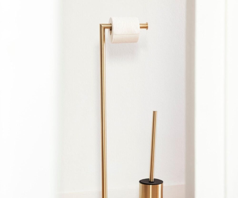 Tualeto sepetys ir tualetinio popieriaus laikiklis Marmuro/Auksinis