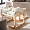 Kavos Staliukai Oak And Glass 60x60cm 4