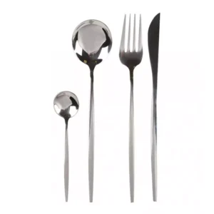 Stalo Irankiai 24 Daliu Blizgaus Sidabro Irankiu Rinkinys