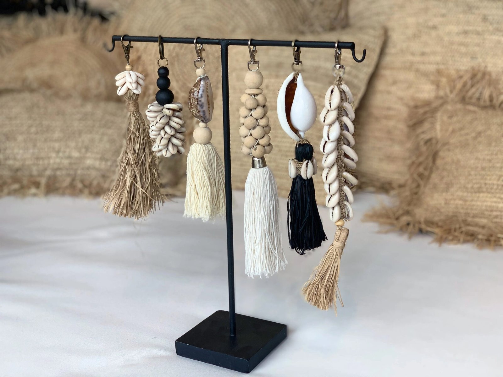 Raktų pakabukas "Raffia Fishbone White" - Image 10