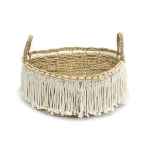 Krepšys Boho Fringe – natūrali balta