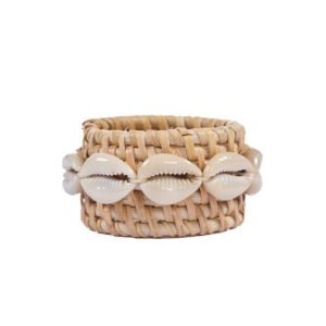 Servetėlių žiedas Rattan Shell – natūrali balta