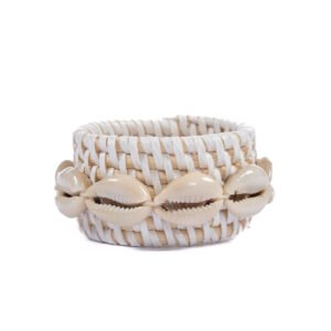 Servetėlių žiedas Rattan Shell – balta