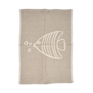 Virtuvės rankšluostis Linen Fish – natūrali balta