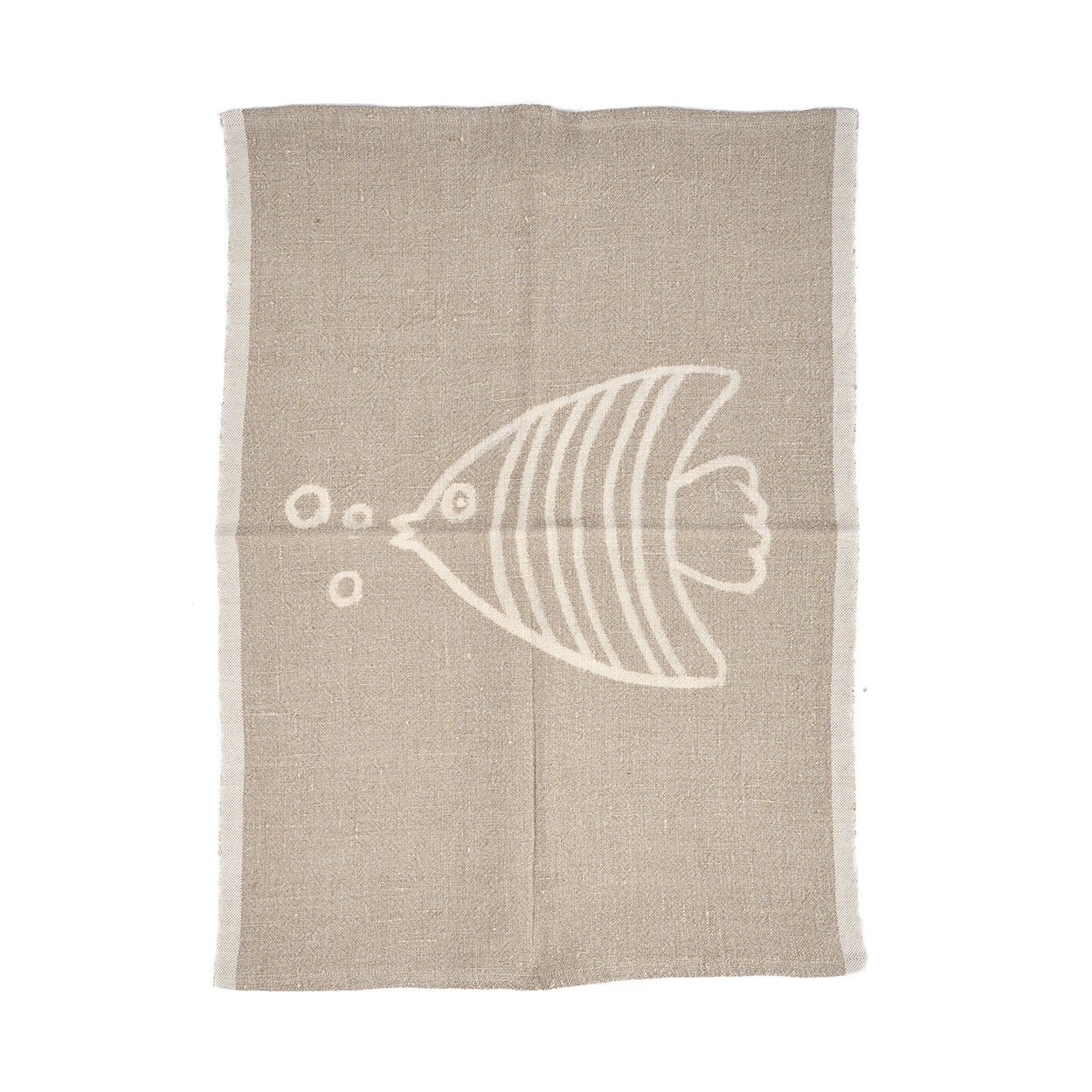 Virtuvės rankšluostis Linen Fish – natūrali balta