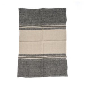 Virtuvės rankšluostis Linen Dash – natūrali juoda