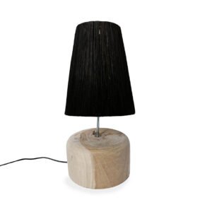 Stalinė lempa Raffia Teak Wood – natūrali juoda