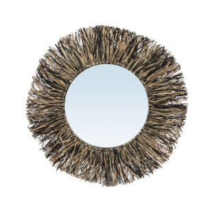 Veidrodis Raffia Fringe – natūrali juoda, M